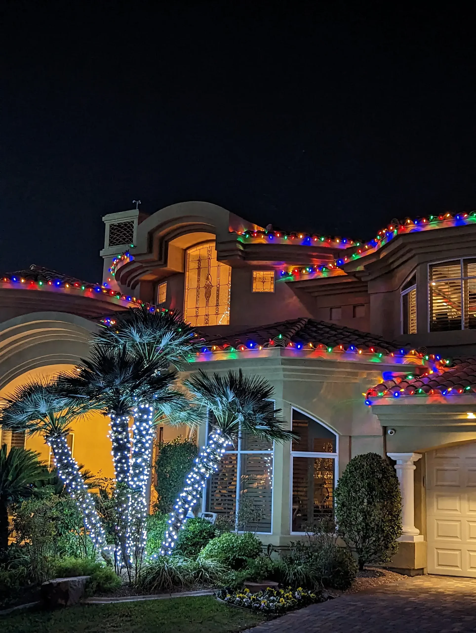 House Decorated With Christmas Lights